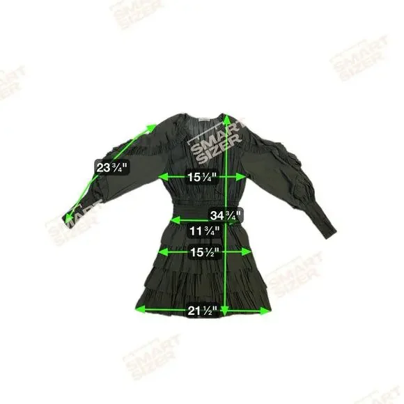 Ulla Johnson Soraya Dress Size Mini Long Sleeve Olive Green Sz 2